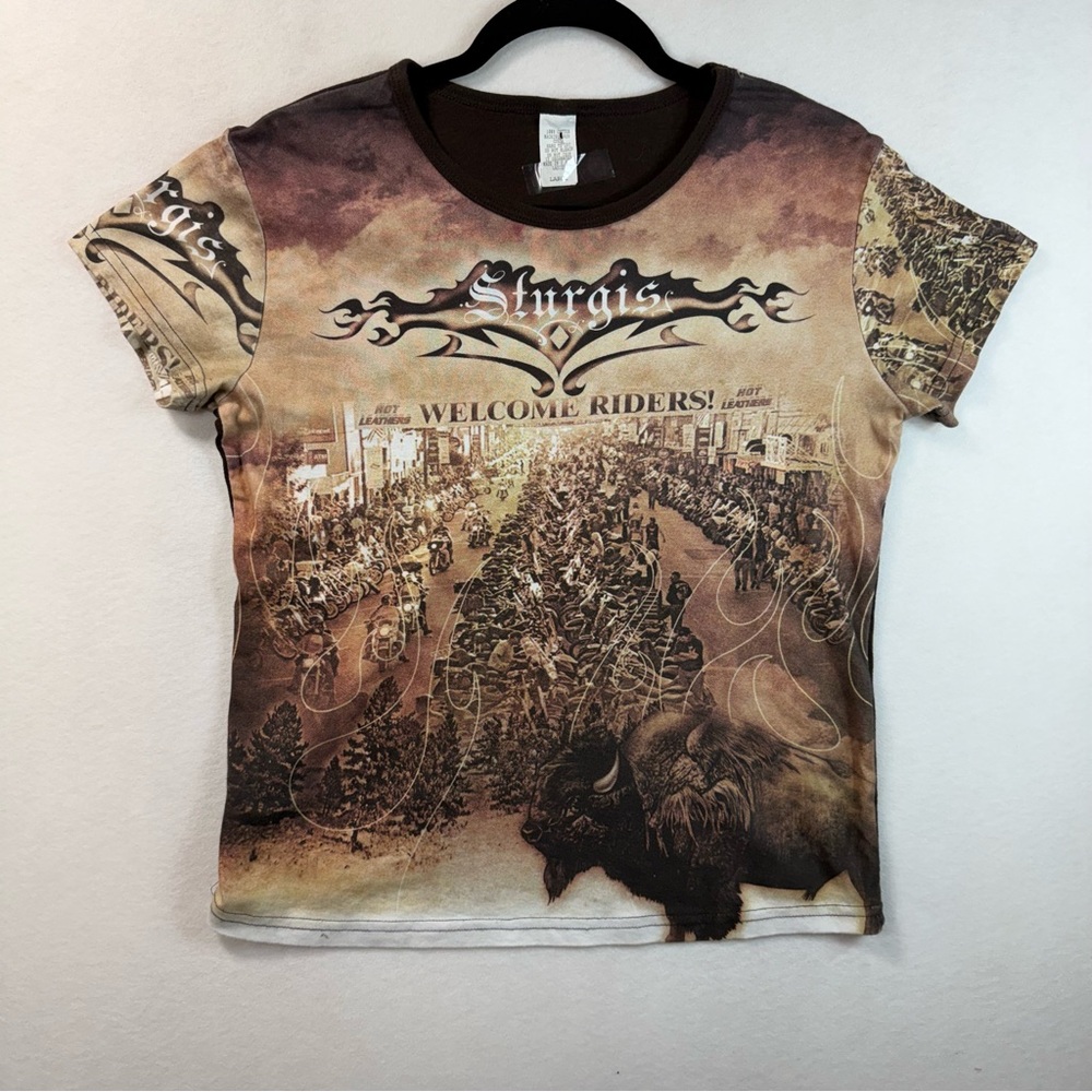 Rare  Sturgis Welcome Riders Graphic Tee - Brown Tan ( Large)